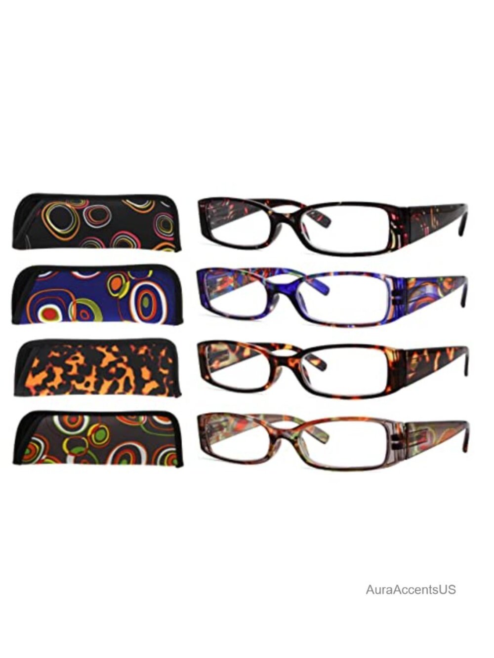 4-Pack Spring Hinge Rectangular Reading Glasses +1.75